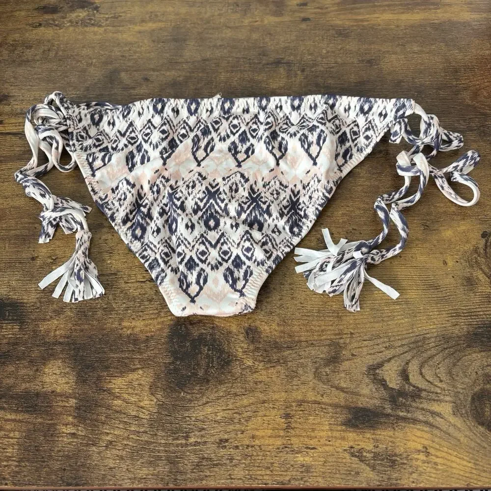 Eberjey Womens Bikini Bottom Small Blue Pink Ikat Rumba Eva Side‎ Tie String New